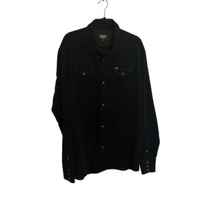 Seager Reagan Pearl Snap Corduroy Long Sleeve Shirt Size XL Black Western NEW
